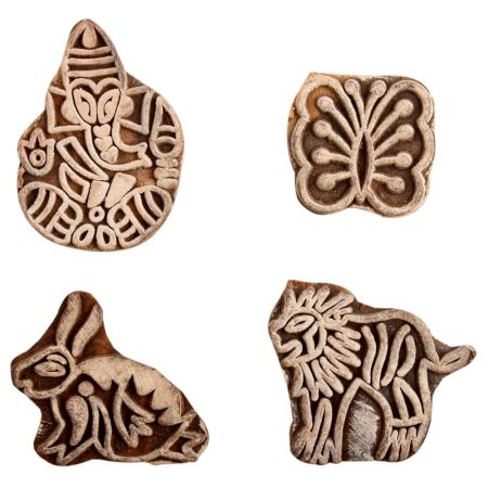 Set of 4 Piece New Mix Wooden Printing Block